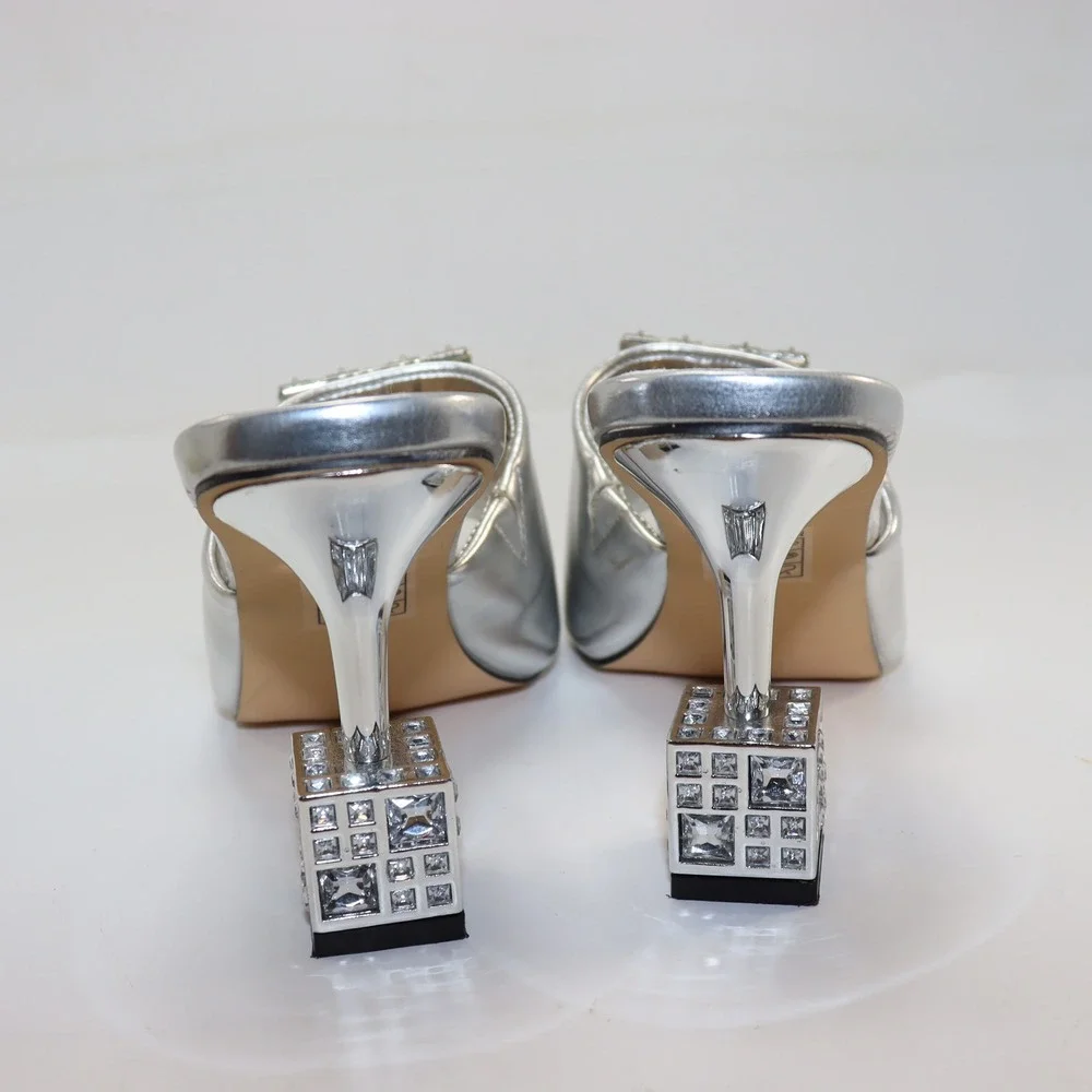 Lady Couture Casino Sandals 9 Silver Womens Glam Party Heels